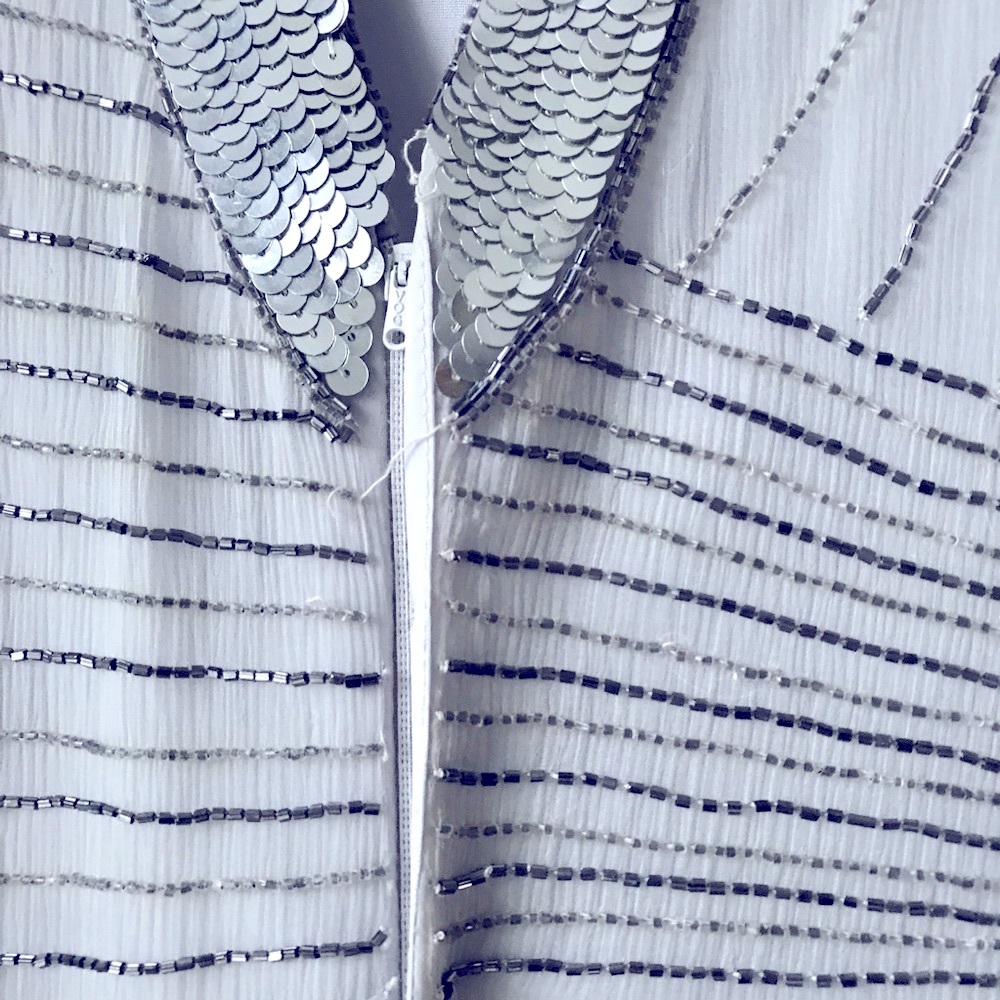 Vintage Deco Sequined Silver Dress - Picture 5 of 7